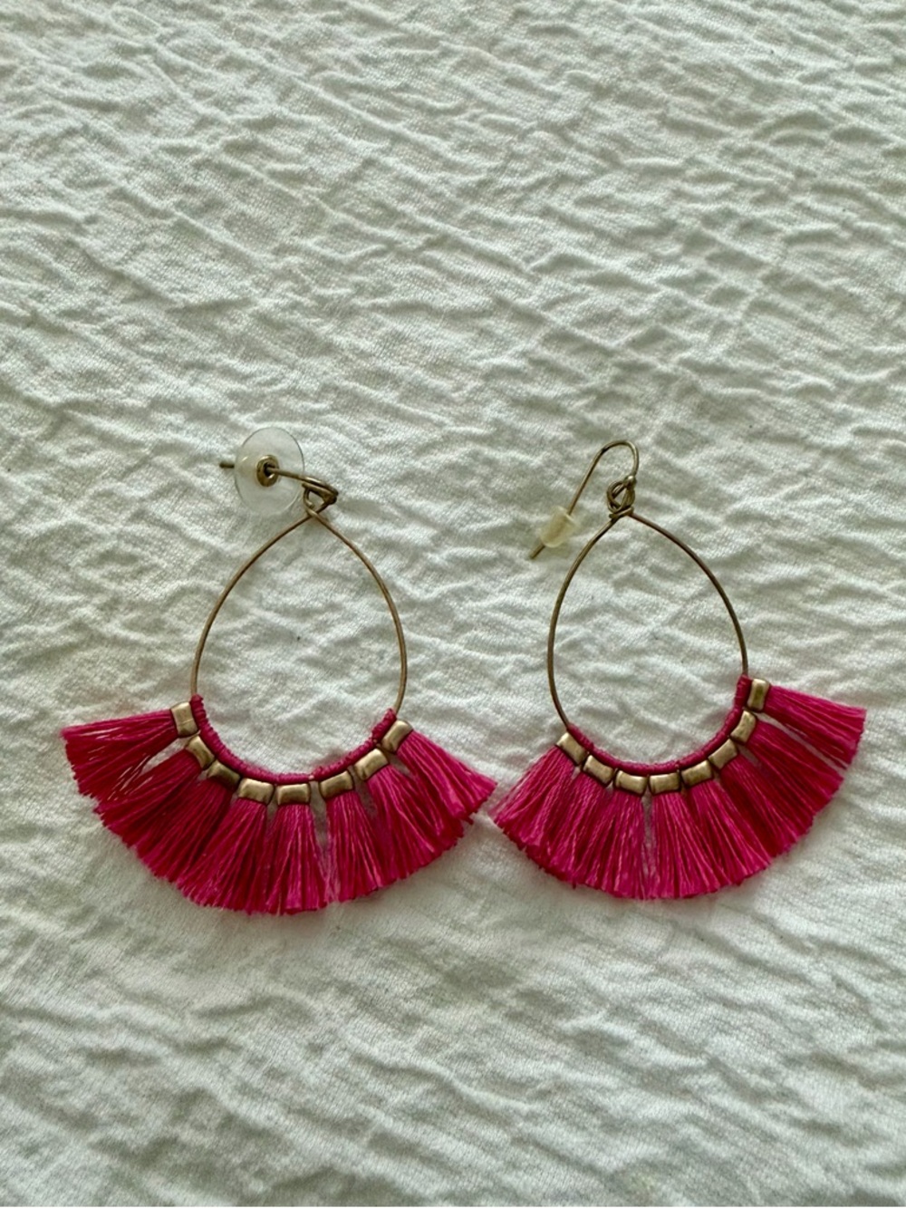 Pink Tassel Hoop Earrings - Women's Fashion Jewelry